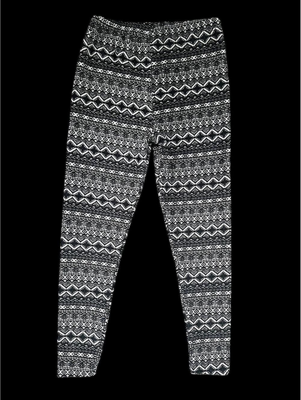 Vintage Sofra Monochrome Geometric Tribal Print Leggings